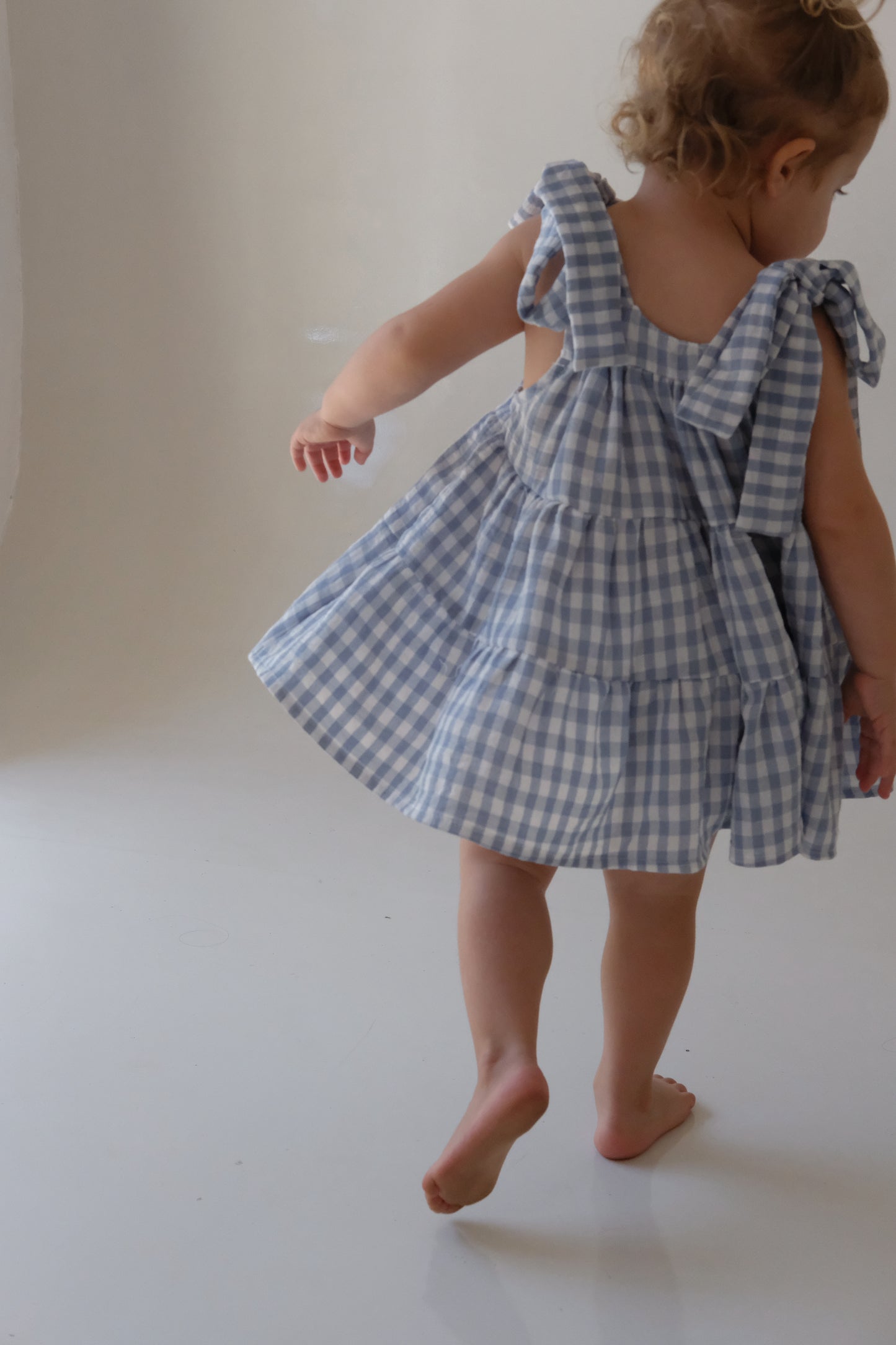 Girly Summer Dress | Sky Blue Check