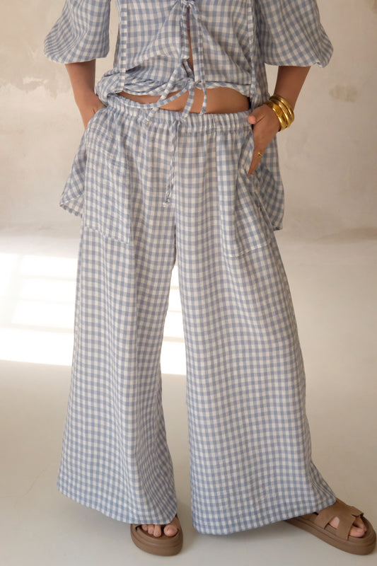 The SIENNA PANTS | Sky Blue Check