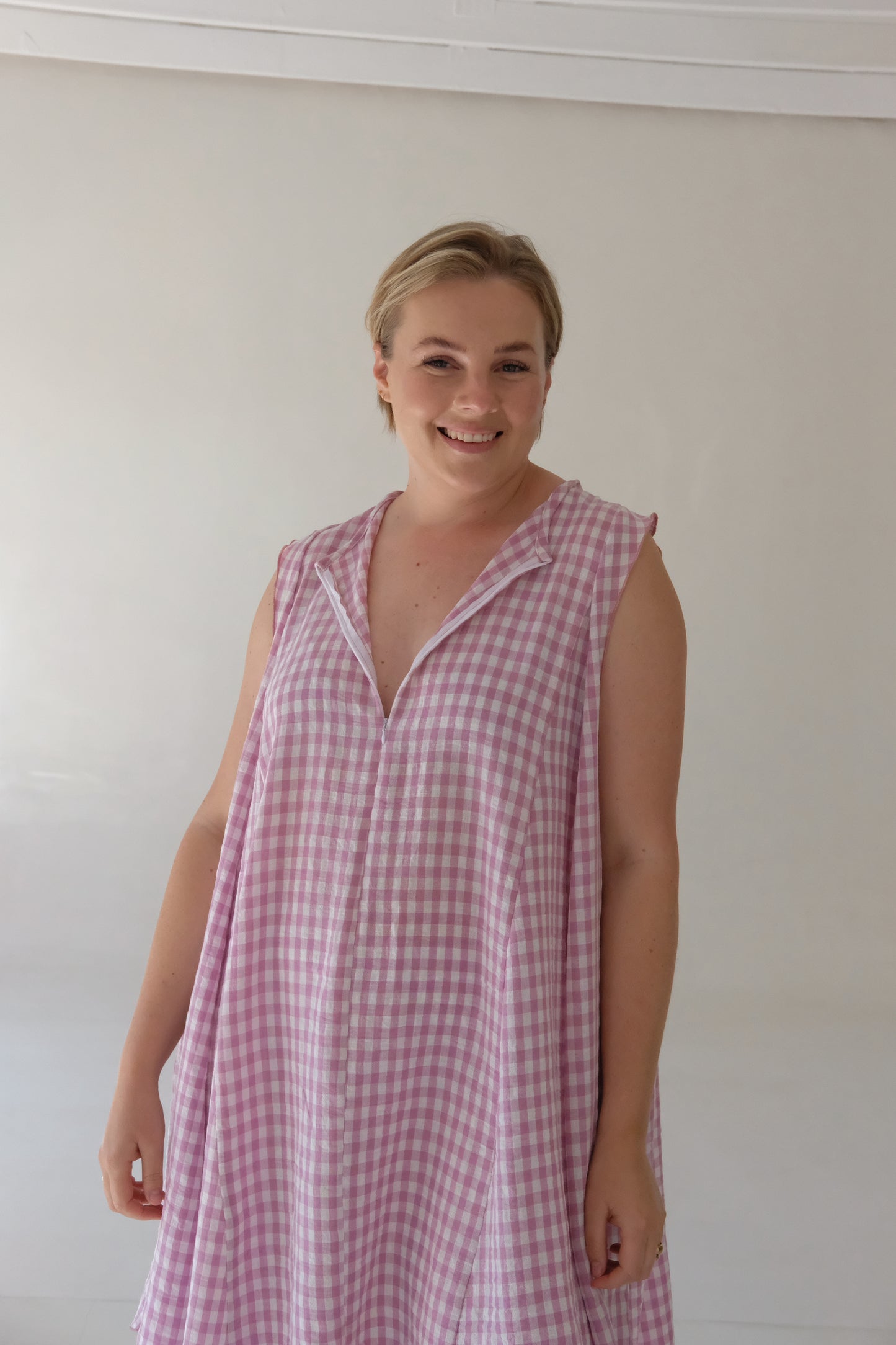 The MINI A-LINE DRESS | Pink Check