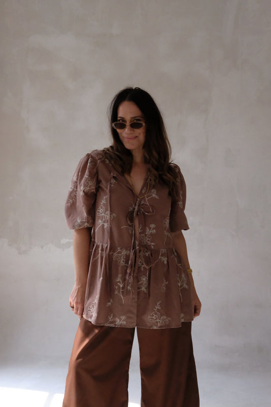 The SIENNA TIE TOP | Chocolate Flowers
