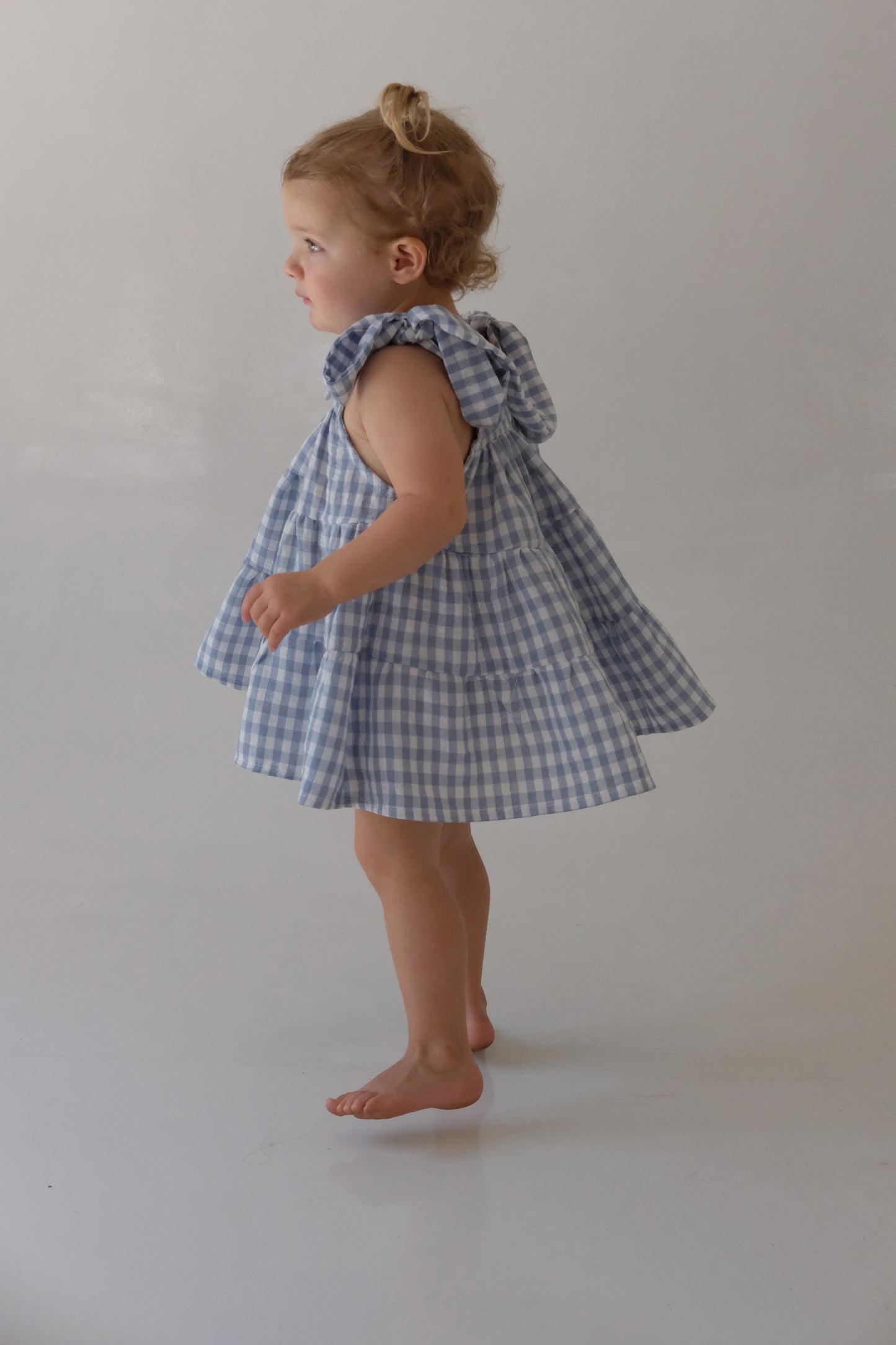 Girly Summer Dress | Sky Blue Check