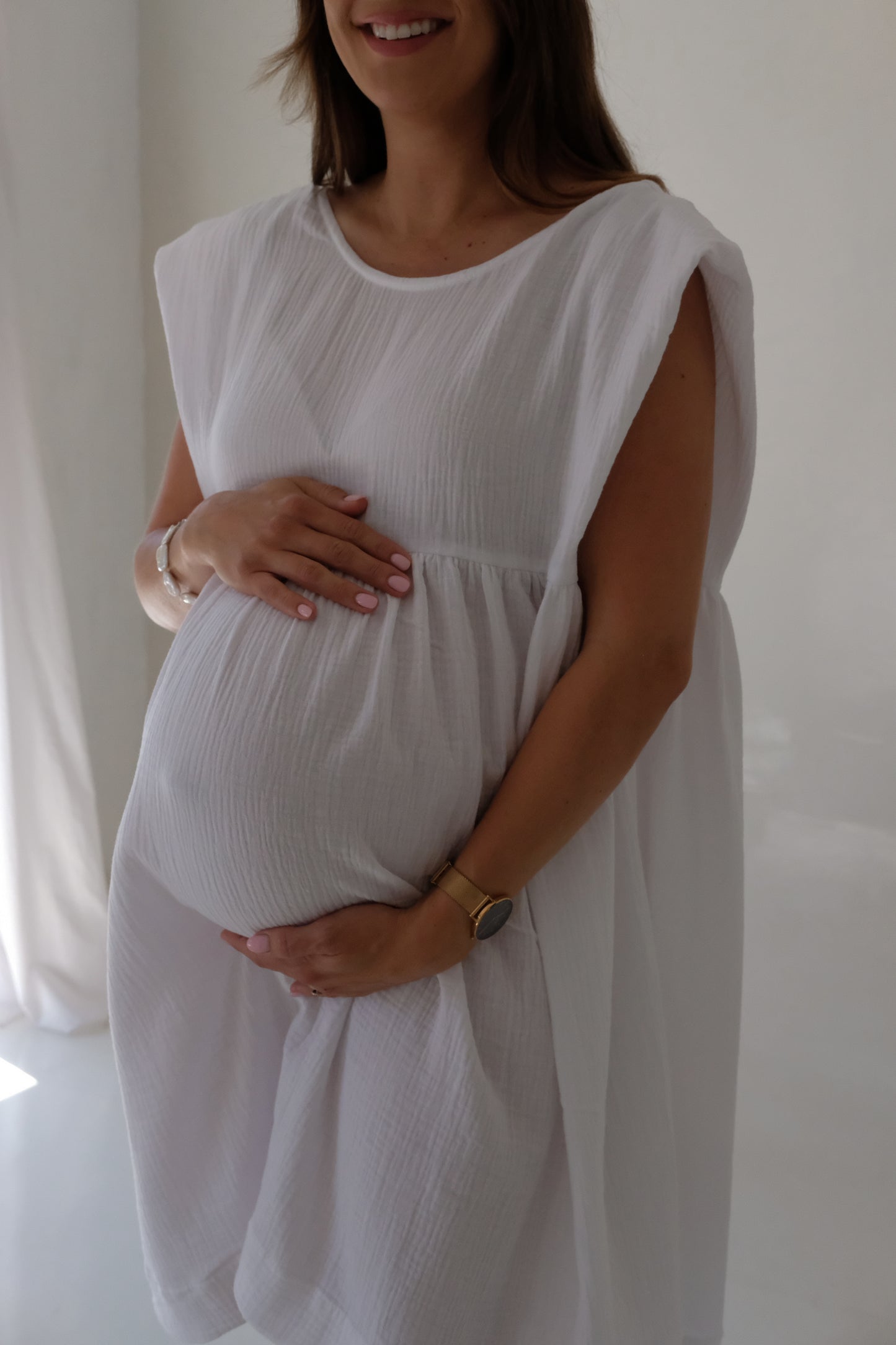 The MINI Aria Dress | White Cotton Gauze