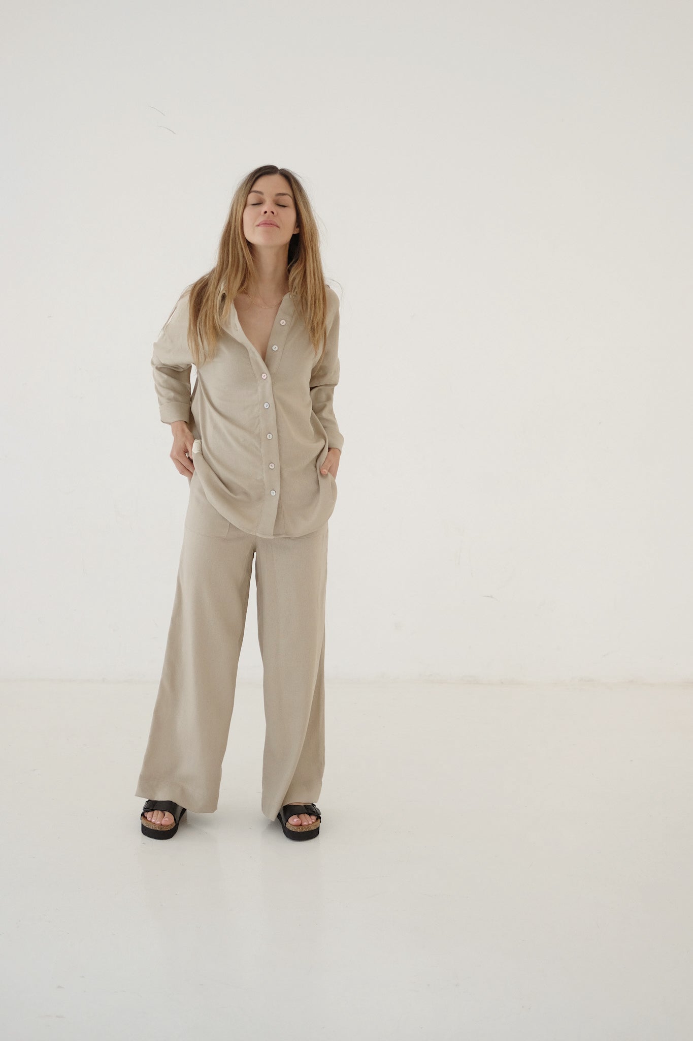 Wave Button Up Set | BISCUIT