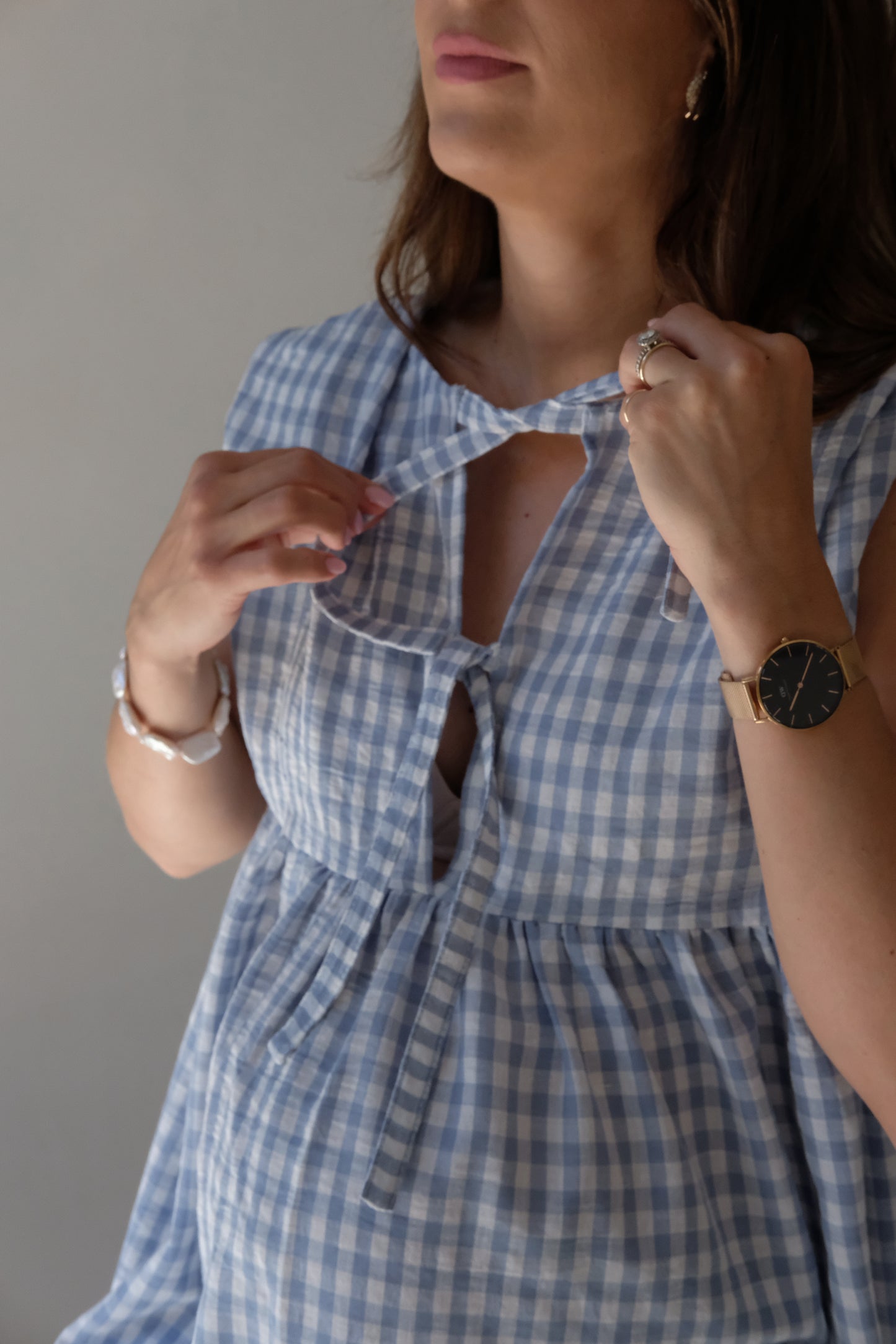 The MINI Aria Dress | Sky Blue Check