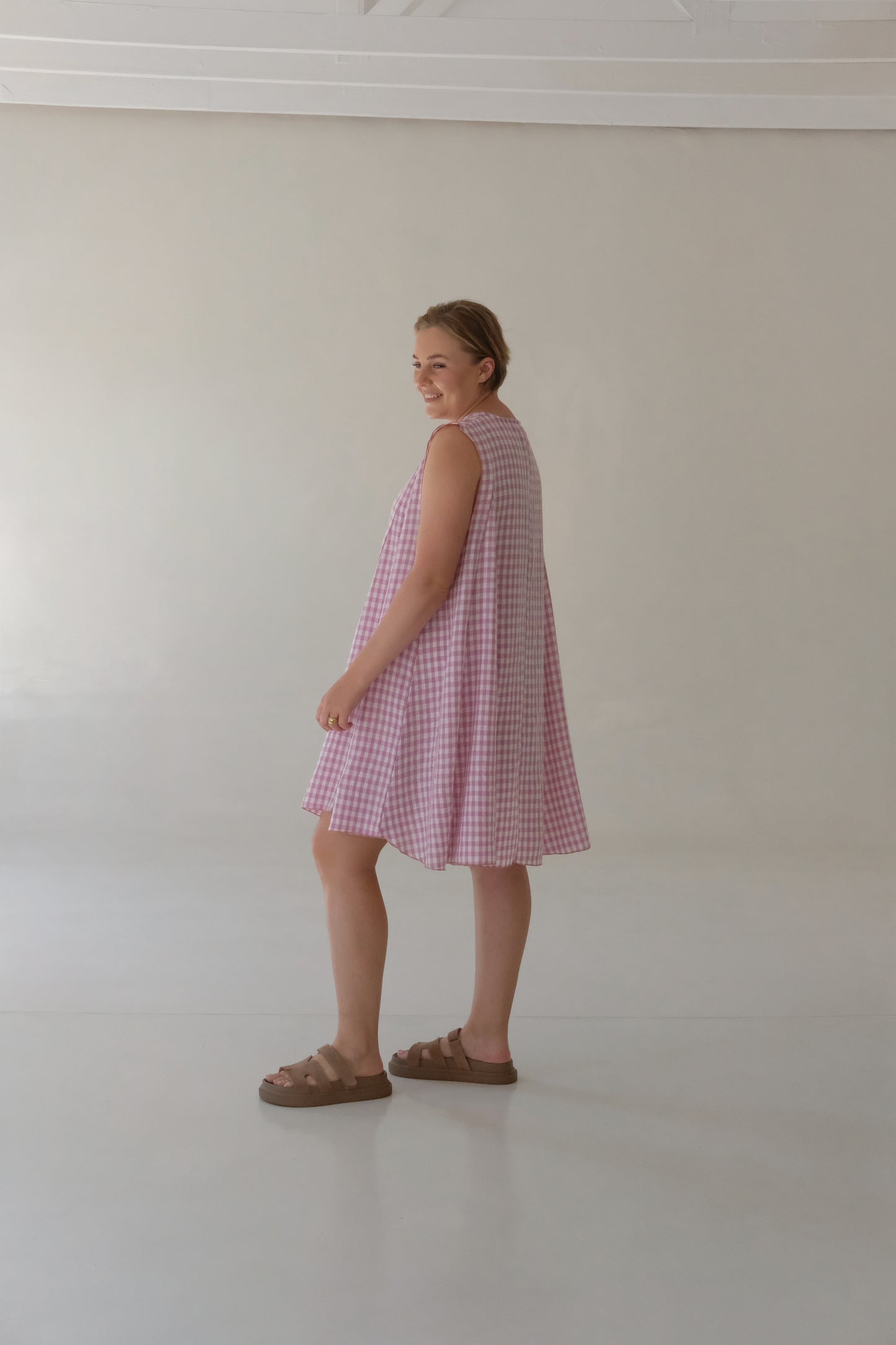The MINI A-LINE DRESS | Pink Check