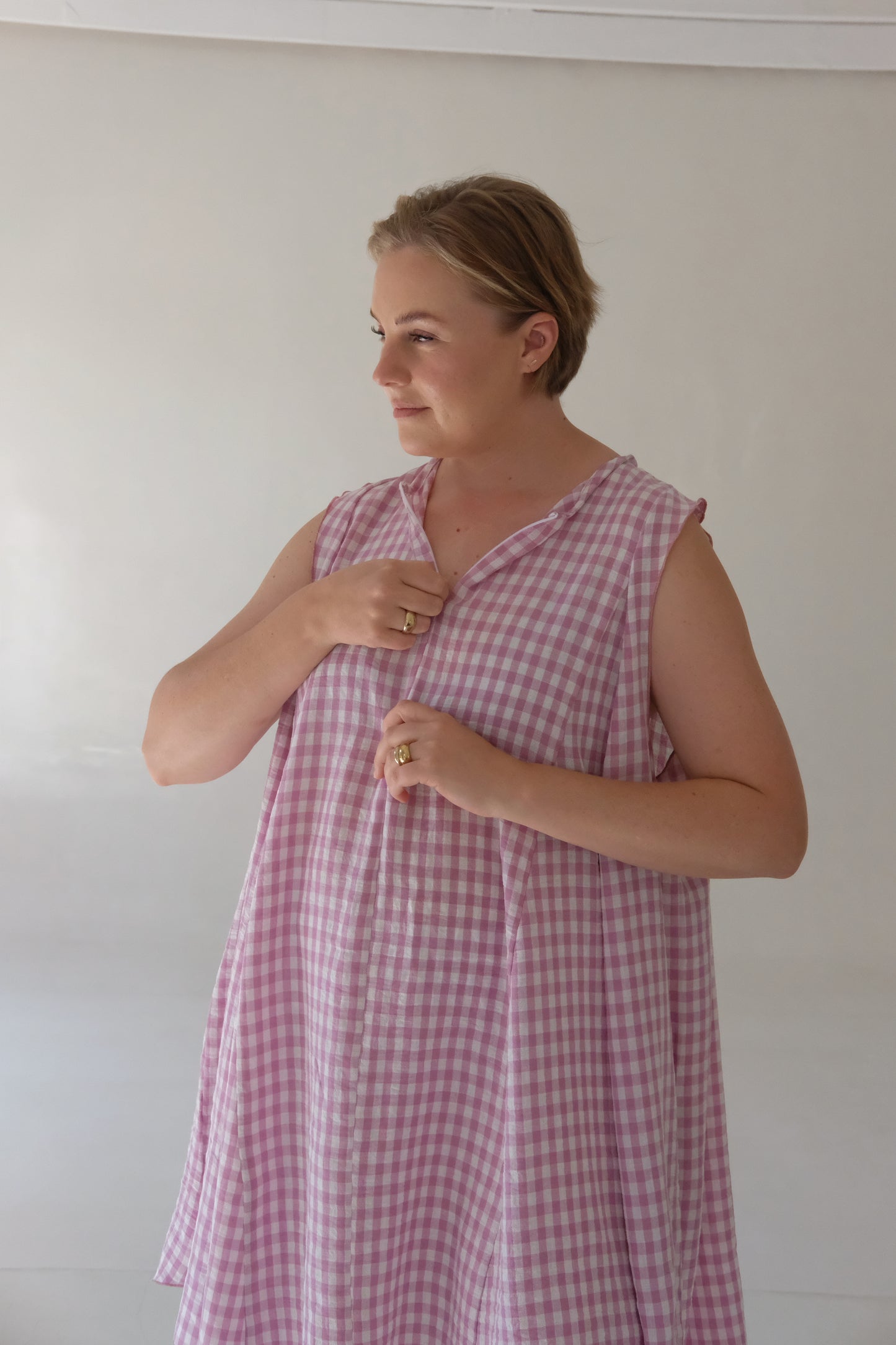 The MINI A-LINE DRESS | Pink Check