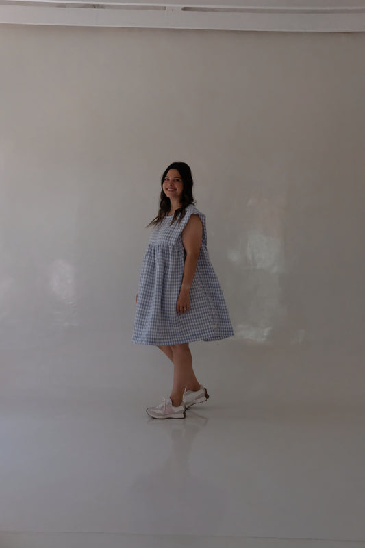 The MINI Aria Dress | Sky Blue Check