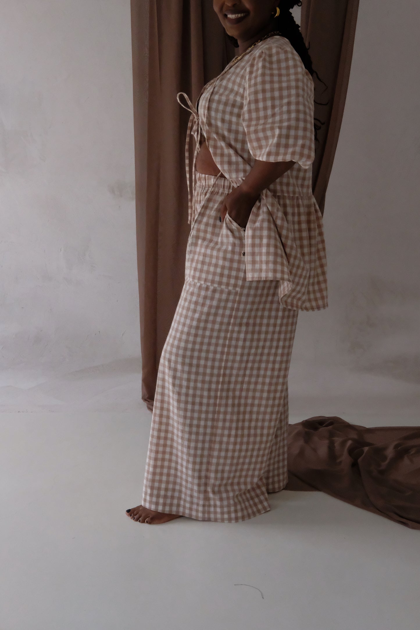 The SIENNA PANTS | Biscuit Check