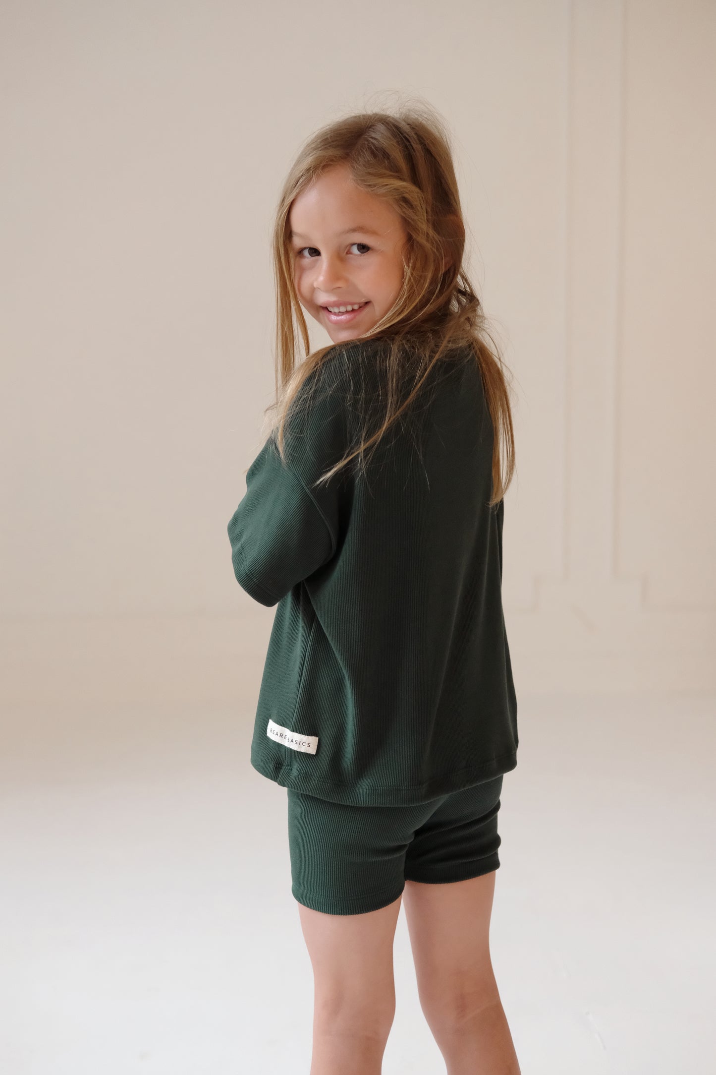 Kids Biker Shorts Set | BOTTLE GREEN