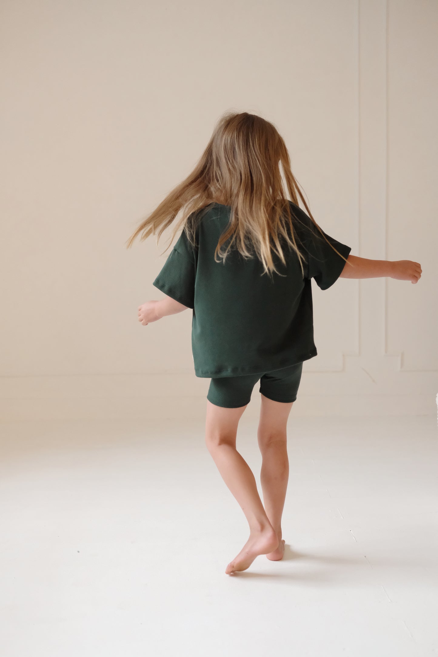 Kids Biker Shorts Set | BOTTLE GREEN